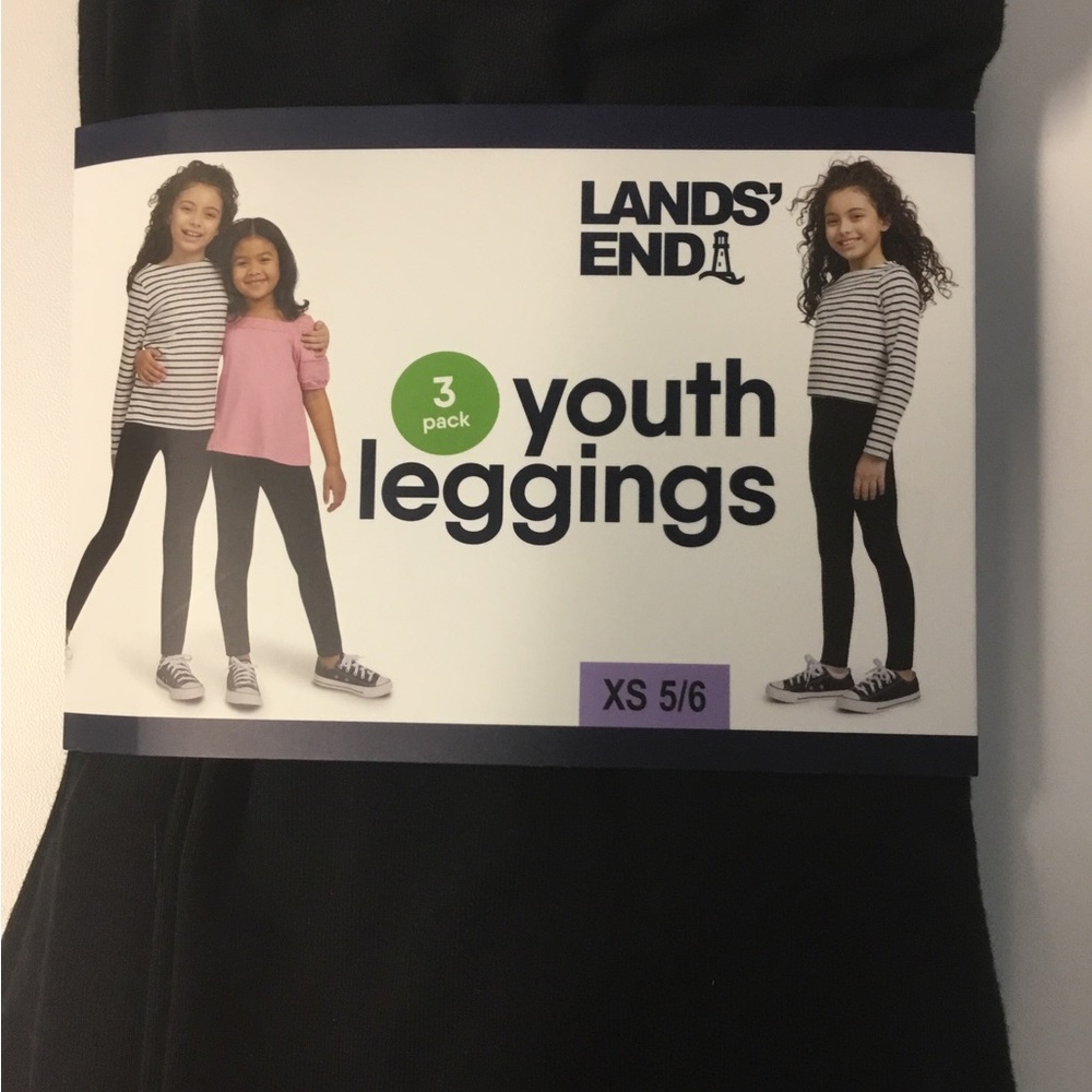Lands End 3- Pack Youth Leggings - Size XS 5/6 - NWT